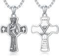 wholesale 925 Sterling Silver Football Player Sports Cross Necklace with Philippians 4:13 Pendant for Men-0-0