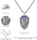 wholesale 925 Sterling Silver Saint Michael Shield Pendant with Blue Enamel and Cross Charm Necklace for Men & Women-0-5