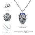 wholesale 925 Sterling Silver Saint Michael Archangel Shield Pendant Necklace Oxidized Finish-0-5