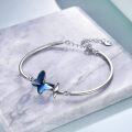 wholesale Sterling Silver Austrian Crystal Infinity Morpho Helena Butterfly Bangle Bracelet-0-1