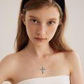 wholesale 925 Sterling Silver and Turquoise Stone Cross Pendant Necklace for Women Christian s-0-5