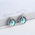wholesale 925 Sterling Silver Round Abalone Shell Opal Moon Phase Drop Earrings-0-1