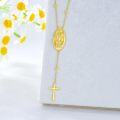 wholesale Gold 925 Sterling Silver Guadalupe Virgin Mary Cross Pendant Chain Necklace 24-0-3
