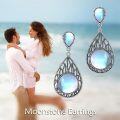 wholesale 925 Sterling Silver Teardrop Moonstone Leverback Dangle Earrings-0-4