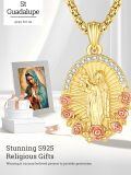 wholesale 925 Sterling Silver Rosary Pendant With Gold Plating And Rose Accents-0-4