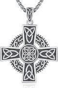 wholesale 925 Sterling Silver Celtic Knot Cross Pendant Necklace  Norse Viking Jewelry for Men Women-0-0