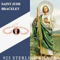 wholesale 925 Sterling Silver Plated Rose Gold Saint Jude Charm Bracelet with Black Onyx Stone and Religious Symbol for Protection-0-5