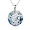 wholesale 925 Sterling Silver Blue ABALONE SHELL & CRYSTAL TREE OF LIFE NECKLACE FOR WOMEN-0-0