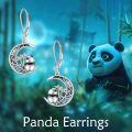 wholesale 925 Sterling Silver Moon & Bamboo Panda Leverback Dangle Earrings for Women Girls  4cm Long-0-1