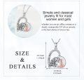 wholesale 925 Sterling Silver Heart Pendant Necklace with Girl and Tiger Design - I Love You Message Engraved on Chain Perfect Memorial  for Women & Girls-0-3