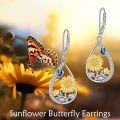 wholesale 925 Sterling Silver Sunflower Butterfly Teardrop Earrings Boho Gift for Women-0-4