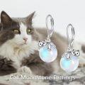 wholesale 925 Sterling Silver Opalite Cat Dangle Earrings-0-4