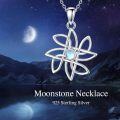 wholesale 925 Sterling Silver Flower Moonstone CZ Pendant Necklace for Women-0-4