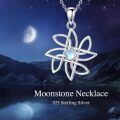 wholesale 925 Sterling Silver Flower Moonstone CZ Pendant Necklace for Women-0-4