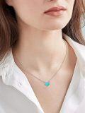 wholesale 925 Sterling Silver Larimar Heart Pendant Necklace with 18+2 Chain - Birthdays Gifts for Her-0-1