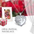 TOUPOP Sterling Silver Pendant Necklace with Stone & Initial Letter-0-7