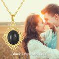 wholesale Gold-Plated 925 Sterling Silver Black Onyx and Opal Bohemian Pendant Necklace-0-5