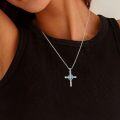 wholesale 925 Sterling Silver & Turquoise Cross Necklace with Floral Pendant - 18 Adjustable Chain, Healing Stone, Vintage Oxidized Finish, Gift for Her-0-1