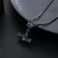 wholesale 925 Sterling Silver Plated Gold  Viking Mjolnir Thor's Hammer Pendant Norse Jewelry -0-3