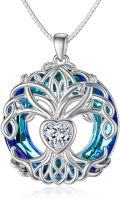 wholesale TOUPOP Gifts For Women 925 Sterling Silver Tree Of Life Birthstone Necklace With Crystal Birthday Jewelry Gifts For Women, Sterling Silver, No Gemstone -0-0