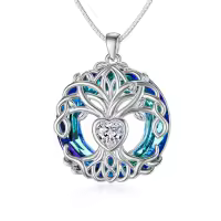 TOUPOP Sterling Silver No Gemstone Tree Of Life Birthstone Necklace-undefined