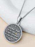 wholesale 925 Sterling Silver Guardian Angel Compass Medallion Pendant Necklace with Yellow Crystal Stone and Engraved Message for Women & Men-0-3