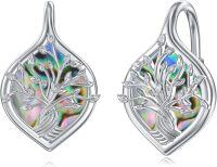 wholesale 925 Sterling Silver Abalone Shell & Moonstone Heart Tree of Life Stud Earrings for Women Yoga  Ideas-1-Tree of Life