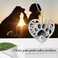 wholesale Silver Heart Paw Print Urn Necklace with Funnel and Fill Tool - 925 Sterling Silver Keepsake Memorial Jewelry for Pet Ashes-0-4