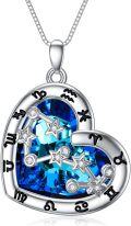 wholesale 925 Sterling Silver Blue Crystal Heart Zodiac Constellation Pendant Necklace-0-0