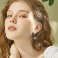 wholesale 925 Sterling Silver Heart-Shaped Elephant Dangle Earrings with Cubic Zirconia-0-1