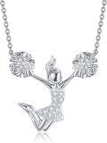 wholesale 925 Sterling Silver Cheerleader Sports Pendant Necklace for Girls and Women-0-0
