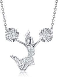 wholesale 925 Sterling Silver Cheerleader Sports Pendant Necklace for Girls and Women-cheerleaders necklace