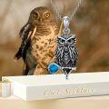 wholesale 925 Sterling Silver Owl Turquoise Stone Pendant Necklace for Women and Girls Gifts-0-4