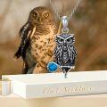 wholesale 925 Sterling Silver Owl Turquoise Stone Pendant Necklace for Women and Girls Gifts-0-4