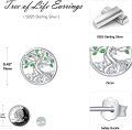 wholesale 925 Sterling Silver Green Enamel CZ Tree of Life Stud Earrings for Women-0-2