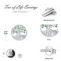 wholesale 925 Sterling Silver Tree Of Life Green Enamel White Gold Plated Cz Stud Earrings-0-2