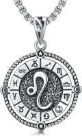 wholesale Sterling Silver Stone Zodiac Necklace 12 Constellation Horoscope Pendant-0-40