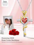 wholesale Sterling Silver Rose Cross Pendant Necklace for Women-0-23