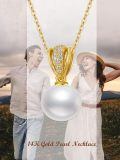 TOUPOP 14k Gold Freshwater Pearl Necklace Bow Heart Dolphin Pendant-0-3