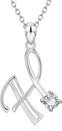 wholesale 925 Sterling Silver 26 Alphabet Pendant Necklace Jewelry-Letter H