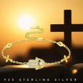 wholesale 925 Sterling Silver Hamsa Hand Bracelet With Blue Stones-0-5