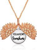 wholesale Sterling Silver Sunflower Locket Necklace for Women Daughter Wife Sister Mom Gift-0-0