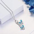 wholesale 925 Sterling Silver with Austrian Crystal Butterfly Necklace for Women, Elegant Light Blue Pendant, Adjustable Chain, Gift for Her-0-1