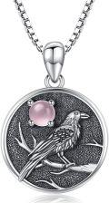 wholesale Silver Synthetic Stone Raven Pendant Crow Round Necklace Gift for Women-0-26