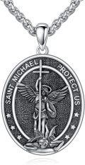 wholesale 925 Sterling Silver Saint Michael Protect Us Medal Necklace - Religious Jewelry for Men & Women -0-0