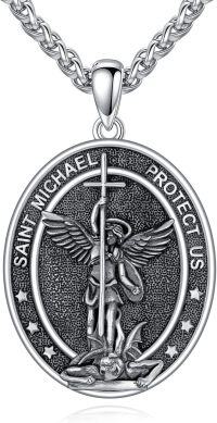wholesale 925 Sterling Silver Saint Michael Protect Us Medal Necklace - Religious Jewelry for Men & Women -A07-St Michael