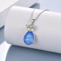 wholesale 925 Sterling Silver Blue Crystal Angel Pendant Necklace s for Women-0-2