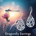 wholesale 925 Sterling Silver Teardrop Filigree Butterfly Drop Earrings with Abalone Inlay-0-5