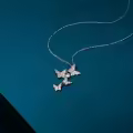 wholesale 925 Sterling Silver CZ Butterfly Pendant Necklace Wholesale w/ Austrian Crystal Accents & Extender Chain (18+2)-0-2