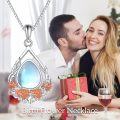 wholesale 925 Sterling Silver Teardrop Moonstone Orange Floral Pendant Necklace-0-4